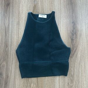 Women's Dark Blue Ribbed Crop Top